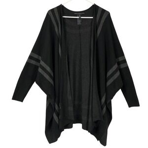 White House Black Market Black Gray Stripe Open Front Cardigan Sweater Sz M/L